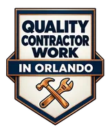 Quality Contractor Work in Orlando badge with a crossed hammer and wrench